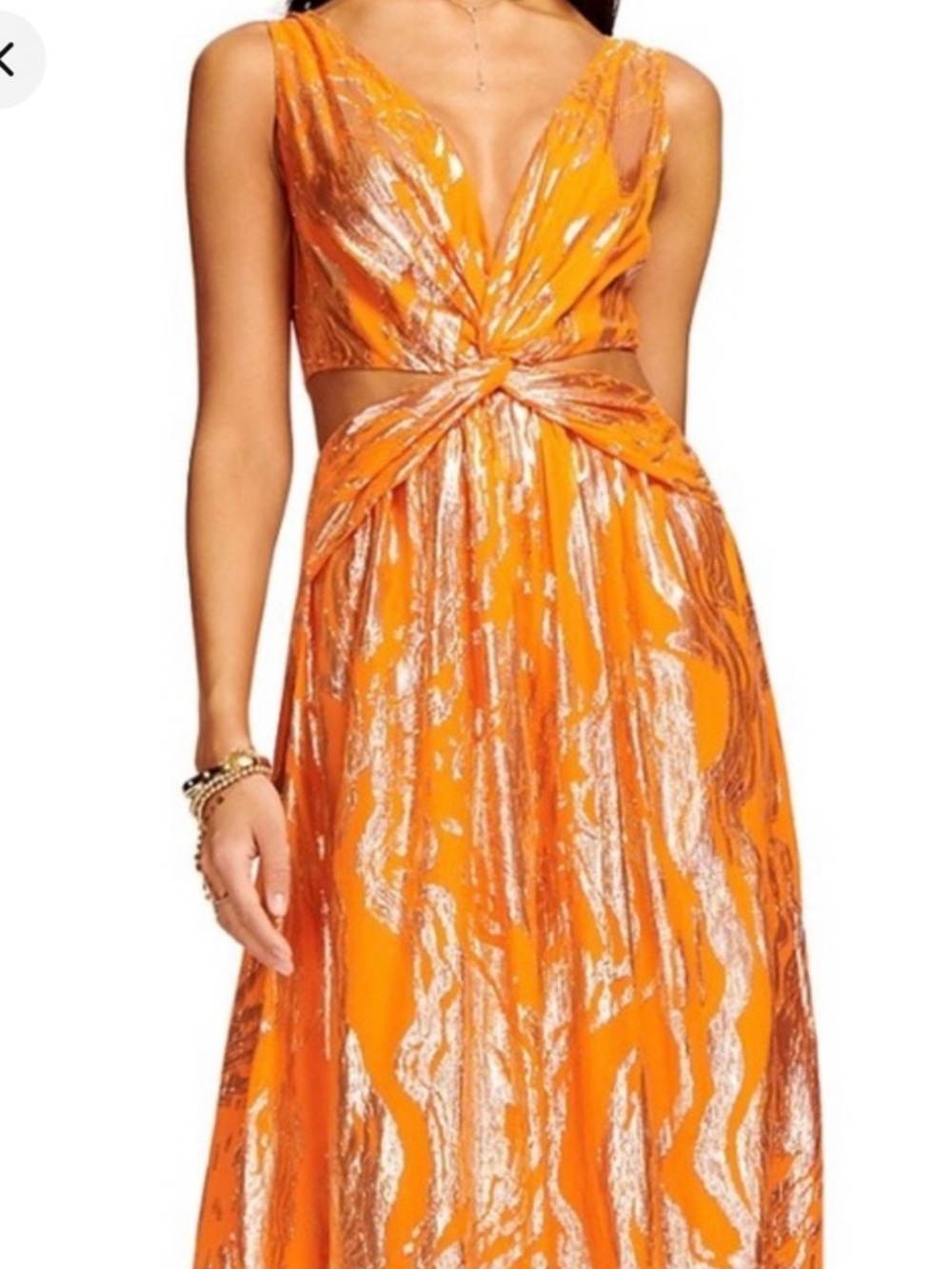 Ramy Brook Vibrant Orange Dress with Gold Detailing